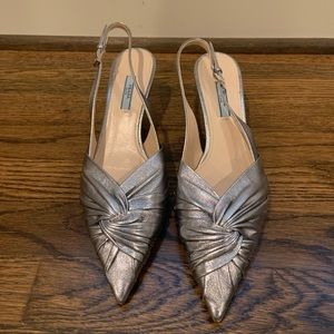 Silver Prada Kitten Heel Slingback - Size 40/9 - Only worn once!